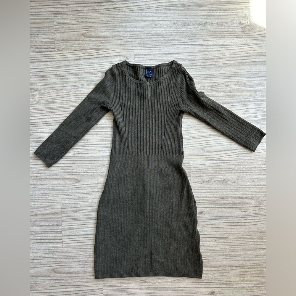 GAP Green Ribbed Sweater Dress